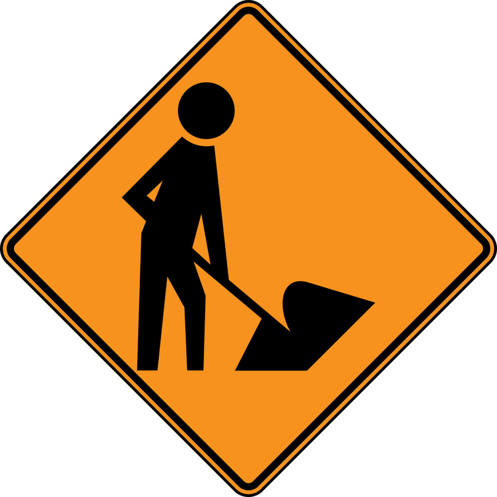 Construction road sign